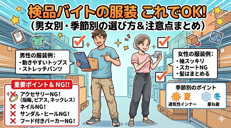 検品バイトの服装は何がいい？男女別・季節別の選び方と注意点まとめ