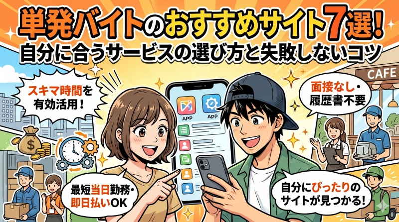 単発バイトのおすすめサイト7選！自分に合うサービスの選び方と失敗しないコツ
